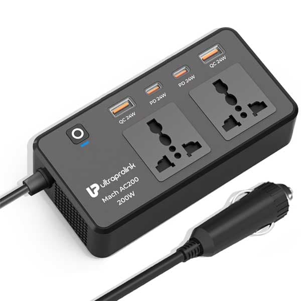 ULTRAPROLINK Mach AC 200 6 in 1 200W Car Laptop Charger (UM1223)