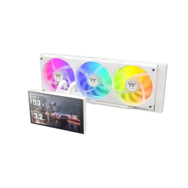 THERMALTAKE ST360 ULTRA ARGB 7" LCD SCREEN 360mm CPU LIQUID COOLER (White) - 1