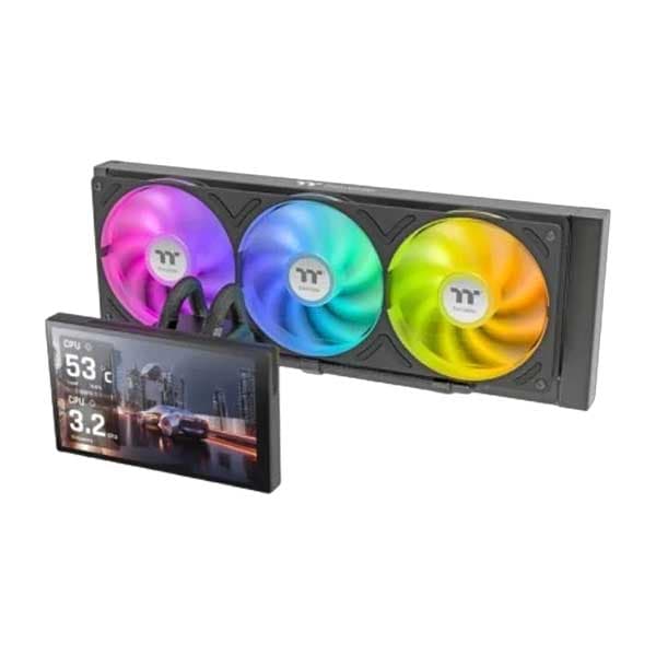 THERMALTAKE ST360 ULTRA ARGB 7" LCD SCREEN 360mm CPU LIQUID COOLER (BLACK) - 1