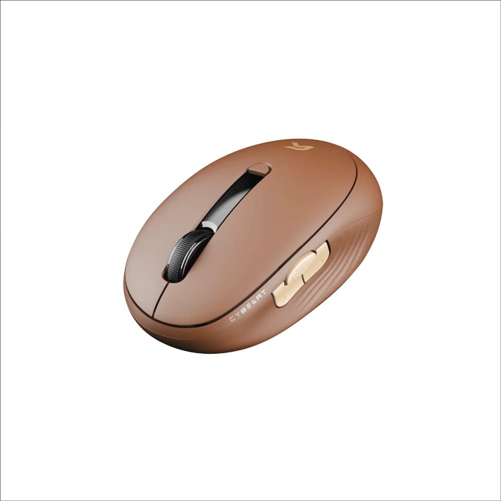 CYBEART Pocket Wireless Ergonomic productivity Mouse (Mocha) (2400DPI / 7 Macro Buttons)
