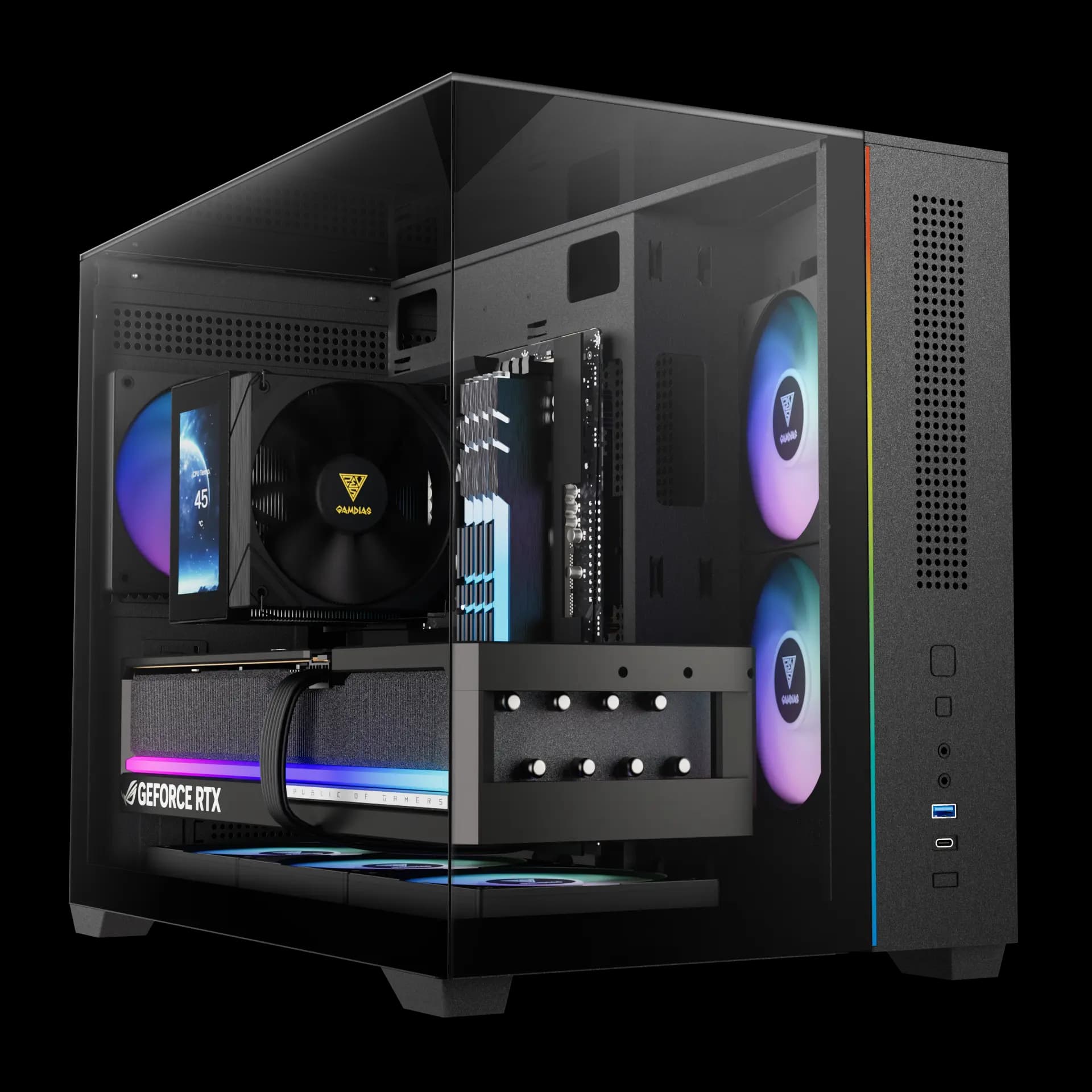 Gamdias ATLAS M3M M-Atx Micro Tower Case (Black) - 1