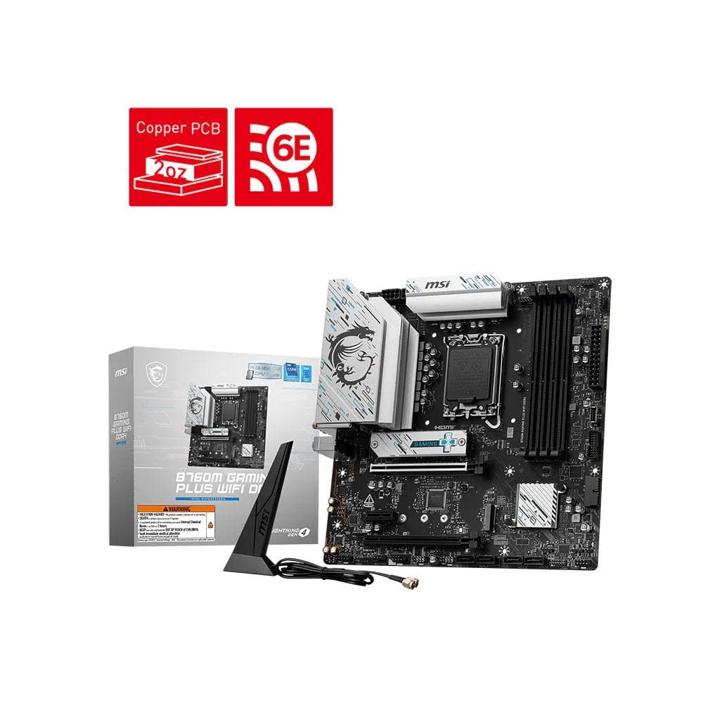 MSI B760M Gaming Plus WiFi DDR4 LGA1700 Micro ATX Motherboard - 1