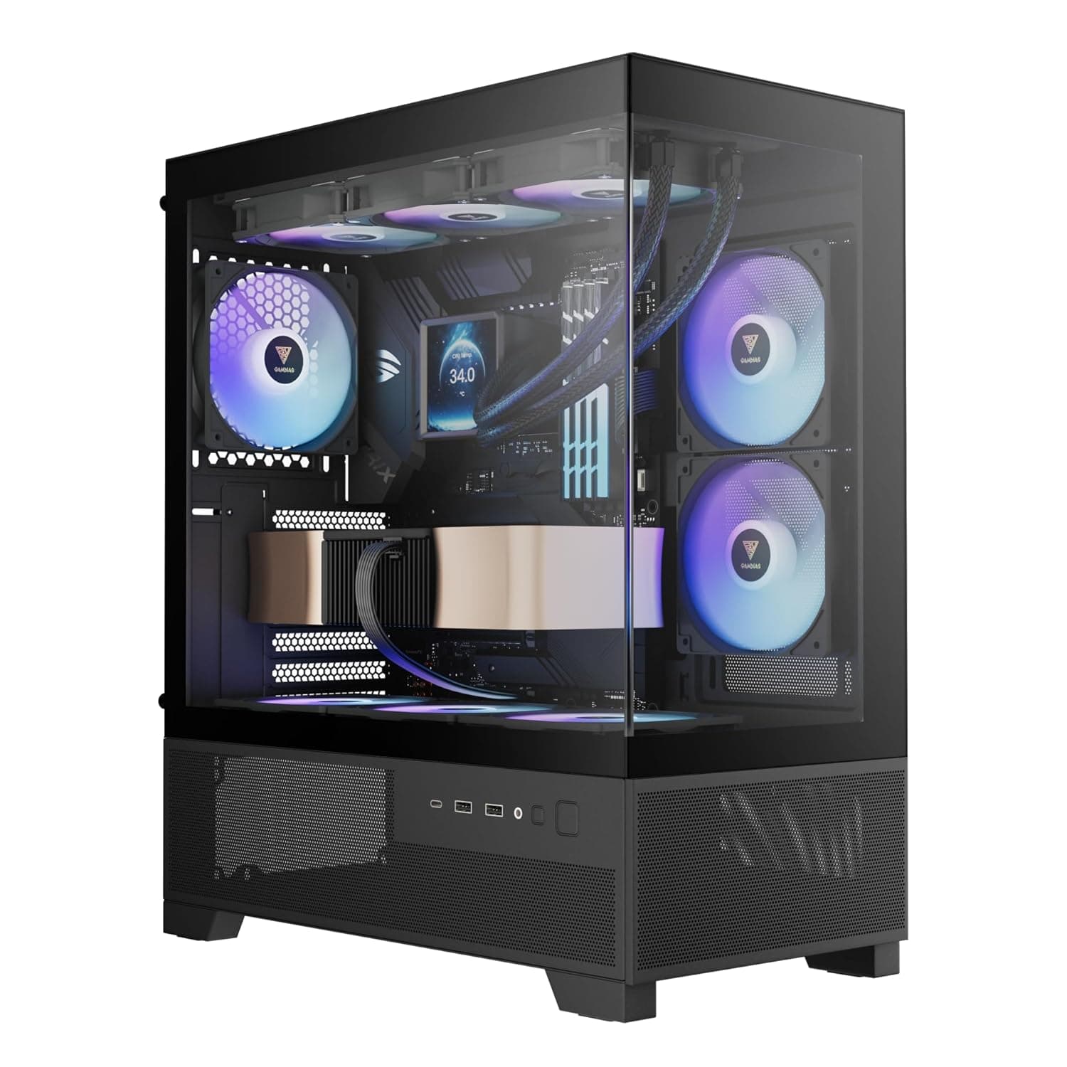 Gamdias Aura GC12 Argb - Panoramic Argb MID-Tower Cabinet - 1