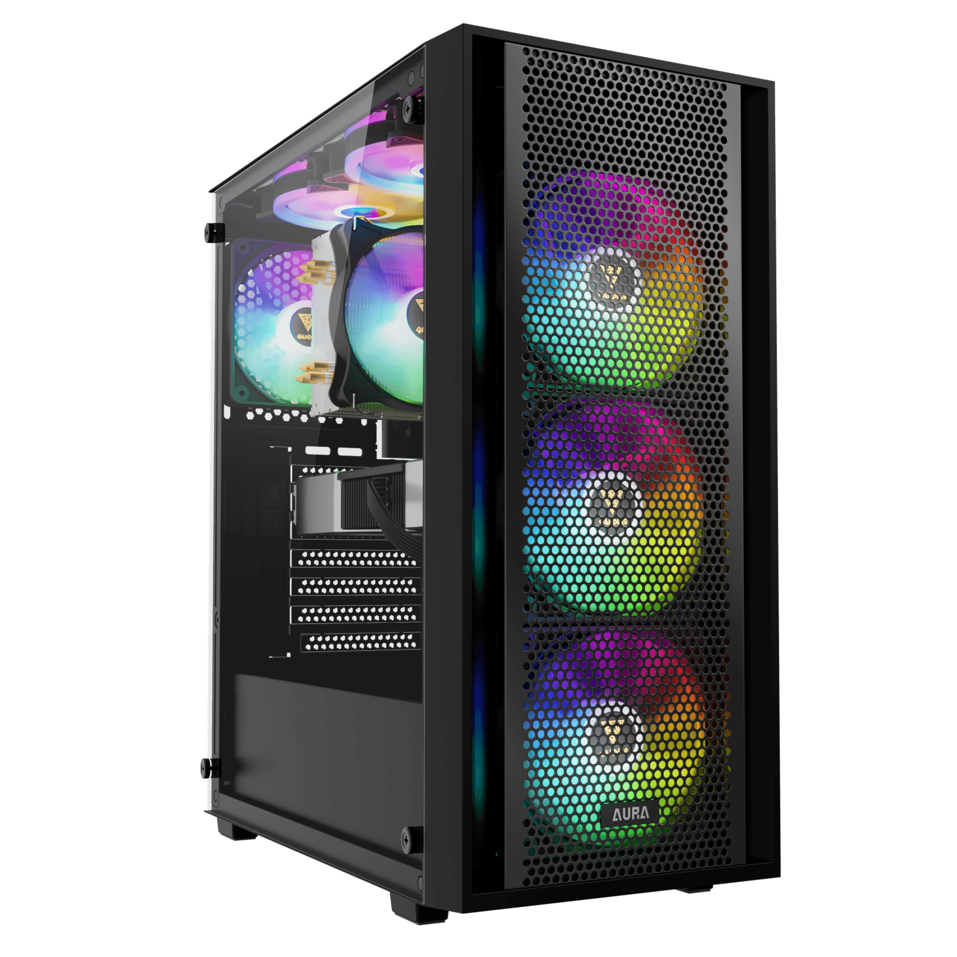 Gamdias Aura GC2 Elite ARGB (ATX) Mid Tower Cabinet (Black) - 1