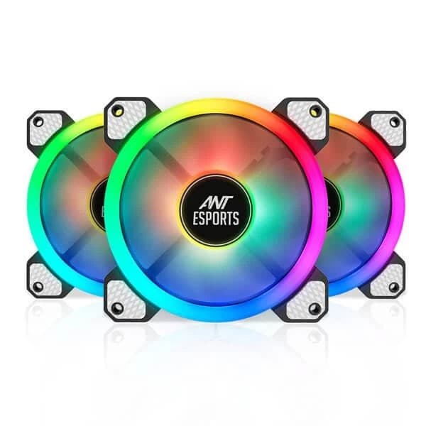 Ant Esports Superflow 120 KIT ARGB Case Fan Pack of 3 ARGB Fan with ARGB Control Box and RF Remote - 1