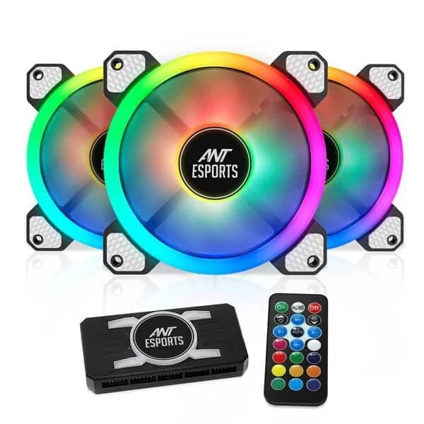 Ant Esports Superflow 120 KIT ARGB Case Fan Pack of 3 ARGB Fan with ARGB Control Box and RF Remote - 2