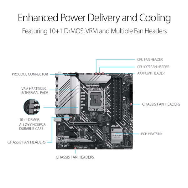 Asus Prime Z690M-Plus D4 Intel Motherboard Supports Intel 12th, 13th & 14th Gen Processors - 3