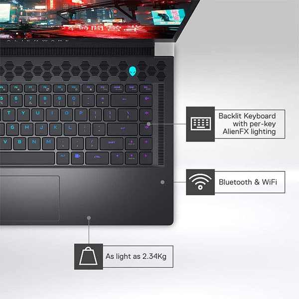 Dell New Alienware X15 R2 Gaming Laptop, Intel I7-12700H Windows 11+Mso'21 16Gb Lp Ddr5 1Tb Ssd, Nvidia Rtx 3060 (6Gb Gddr6) 15.6 Inches (39.62Cms) Fhd 360Hz 300Nits, Alienfx Kb (D569940Win9, 2.34Kgs) - 3