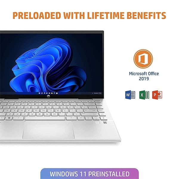 HP Pavilion x360 11th Gen Intel Core i3 14 inches FHD, IPS, Convertible Laptop (8GB RAM/256GB SSD/Audio by B&amp;O/Windows 11 Home MS Office/Natural Silver/1.52 Kg) -14-dy0190TU + Laptop Bag - 3