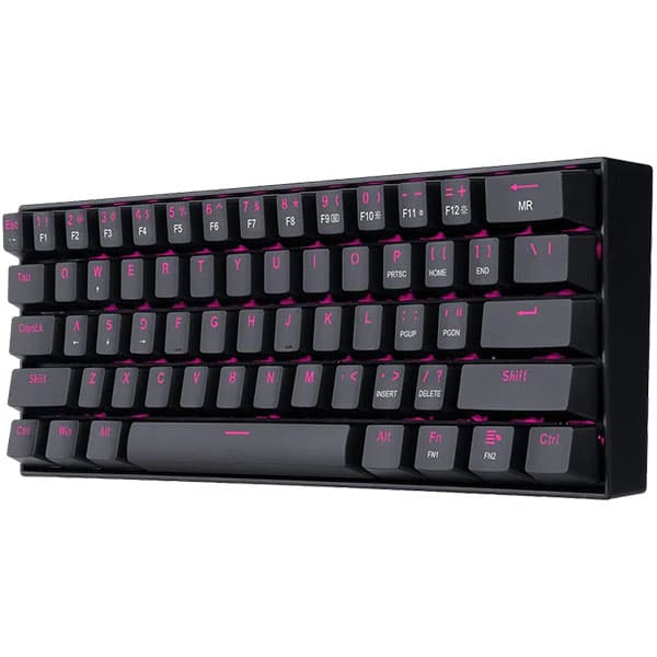 Redragon K630 Dragonborn 60% Wired Pink LED Brown Switch Gaming Keyboard Black - 1