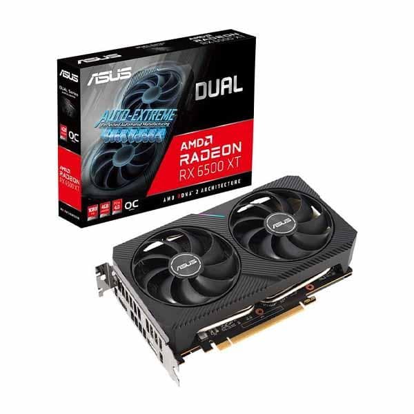 ASUS Dual Radeon™ RX 6500 XT V2 OC Edition 4GB GDDR6 with two powerful Axial-tech fans and a 2-slot design for broad compatibility - 1