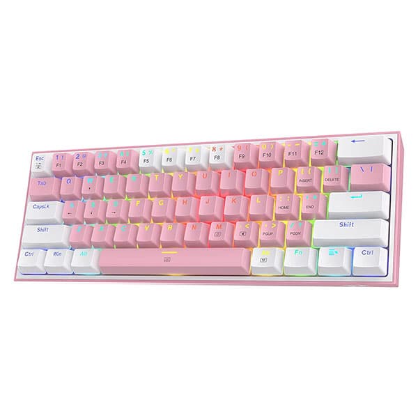 Redragon K617 Fizz 60% Wired RGB White Pink Mechanical Gaming Keyboard - 1