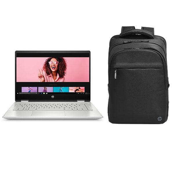 HP Pavilion dh1181tu x360 Intel Core i3 Touchscreen 14 inches FHD Laptop (i3-10110U/8GB/256GB SSD/Windows 10/MS Office/1920 x 1080, LED/Mineral Silver/1.6kg) - 14-dh1181tu + Laptop Bag - 6