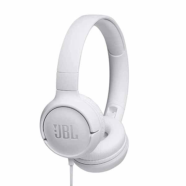 JBL Tune 500, Wired On Ear Headphone with Mic, White - 1