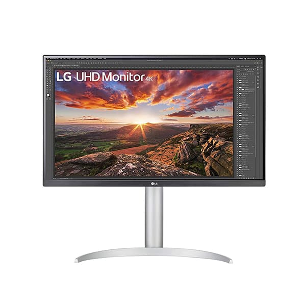LG 27UP850-W Monitor 27” UHD (3840 x 2160) IPS Display, VESA DisplayHDR 400, DCI-P3 95% Color Gamut, USB-C,3-Side Virtually Borderless Display, Height/Pivot/Tilt Adjustable Stand - Silver - 1