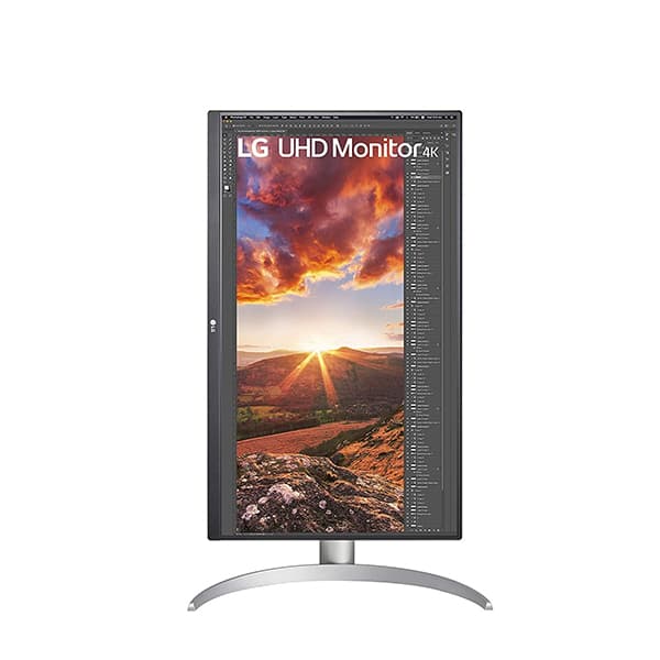 LG 27UP850-W Monitor 27” UHD (3840 x 2160) IPS Display, VESA DisplayHDR 400, DCI-P3 95% Color Gamut, USB-C,3-Side Virtually Borderless Display, Height/Pivot/Tilt Adjustable Stand - Silver - 2