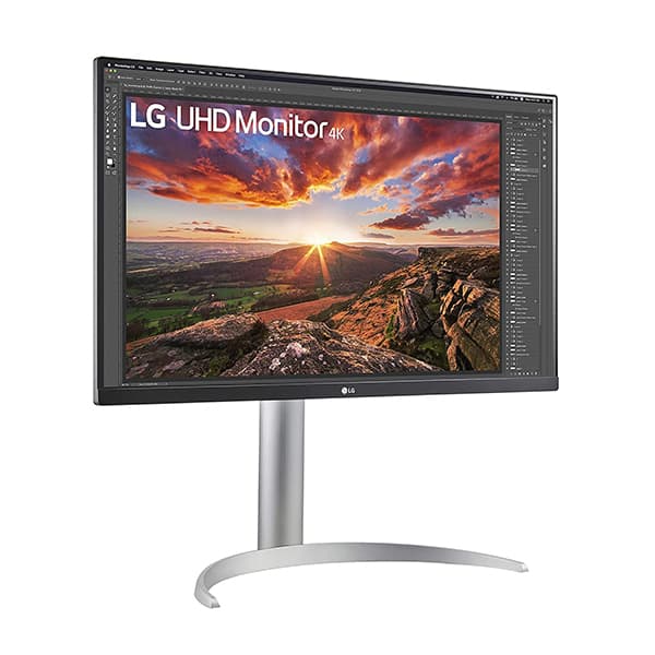 LG 27UP850-W Monitor 27” UHD (3840 x 2160) IPS Display, VESA DisplayHDR 400, DCI-P3 95% Color Gamut, USB-C,3-Side Virtually Borderless Display, Height/Pivot/Tilt Adjustable Stand - Silver - 3
