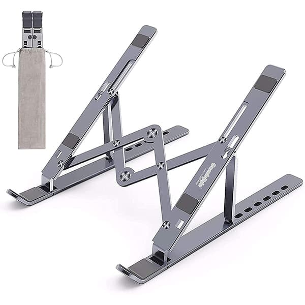 Cosmic Byte Adjustable Aluminum Portable Laptop Rack Stand for Upto 17" laptops - Dark Grey - 1