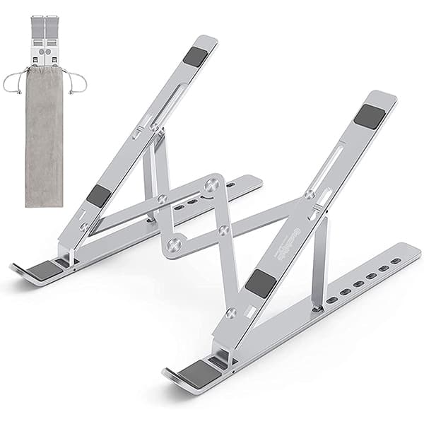 Cosmic Byte Adjustable Aluminum Portable Laptop Rack Stand for Upto 17" laptops - Silver - 1