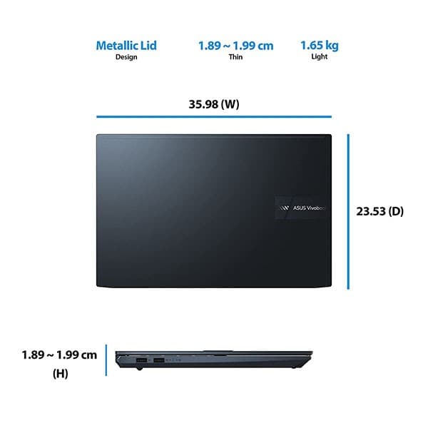 ASUS Vivobook Pro 15 OLED (2021), 15.6" (39.62 cms) FHD OLED, AMD Ryzen 7 5800H, 4GB NVIDIA GeForce RTX 3050 Graphics, Laptop (16GB/1TB SSD/Office 2019/Windows 10/Blue/1.65 Kg), M3500QC-L1262TS + Laptop Bag - 2