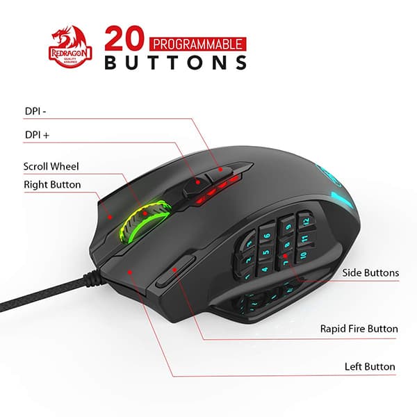 Redragon M908 Impact RGB Wired Gaming Mouse - 2