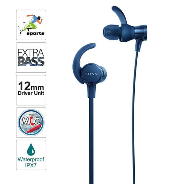 Sony MDR-XB510AS Wired in Ear Headphone with Mic - Blue - 2