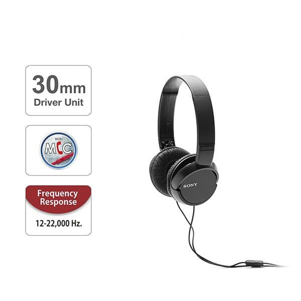 Sony MDR-ZX110AP On-Ear Stereo Headphones with Mic - Black - 3