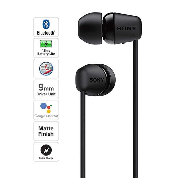 Sony WI-C200 Wireless Headphones In-Ear with mic (BLACK) - 3