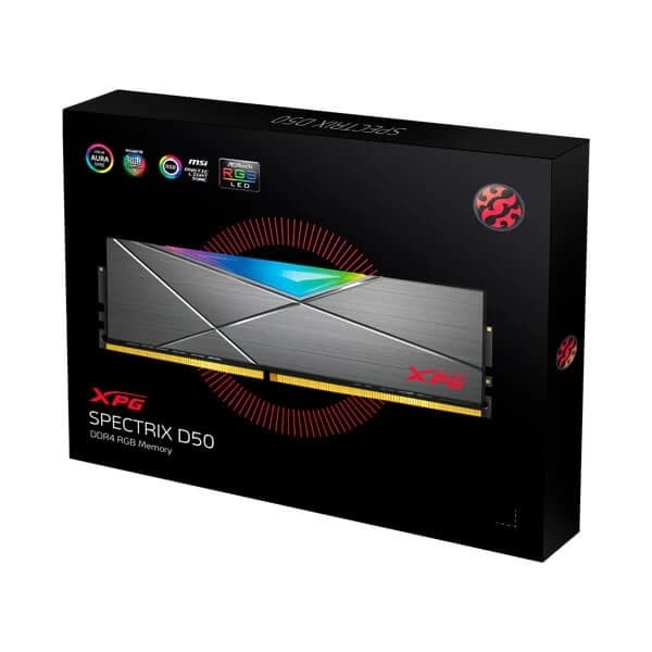 Adata Spectrix D50 RGB 16GB (16GBx1) DDR4 3000MHz Desktop RAM (Tungsten Grey) - 2