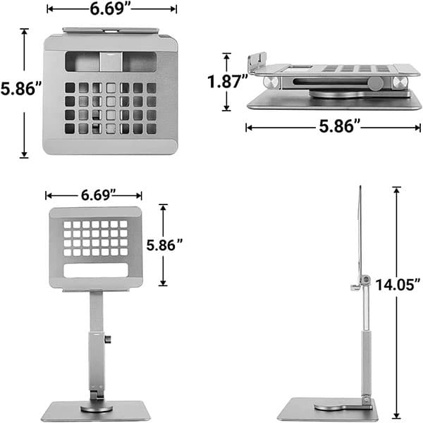 Foldable Laptop Stand All-In-One Laptop Stand 360° Rotation Adjustable Height Folding Stand Base Swivel Tablet Stand - 2
