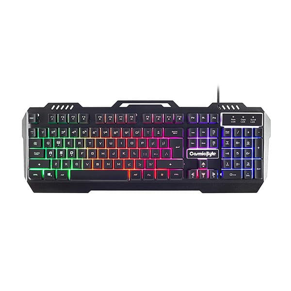 Cosmic Byte CB-GK-05 Titan Wired Gaming Keyboard with Aluminum Body, Rainbow Backlit Keycaps, Braided Cable - 1