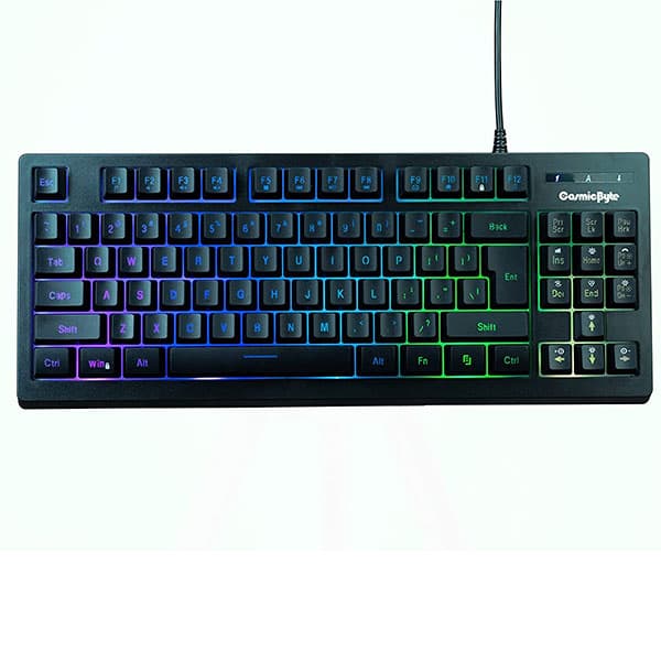 Cosmic Byte CB-GK-22 Veritas TKL Membrane Keyboard with RGB LED, Double Shot Keycaps and Sonic Spectrum