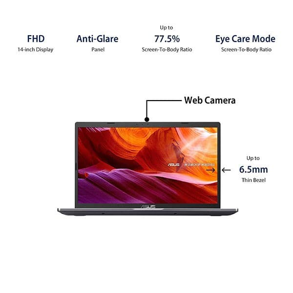ASUS VivoBook 15 X415FA-BV341T Intel i3-10110U//8G/256G PCIe SSD/Slate GREY/8 GB/Windows 10 Home/14"HD/1Y International Warranty + McAfee/Finger Print + Laptop Bag - 4