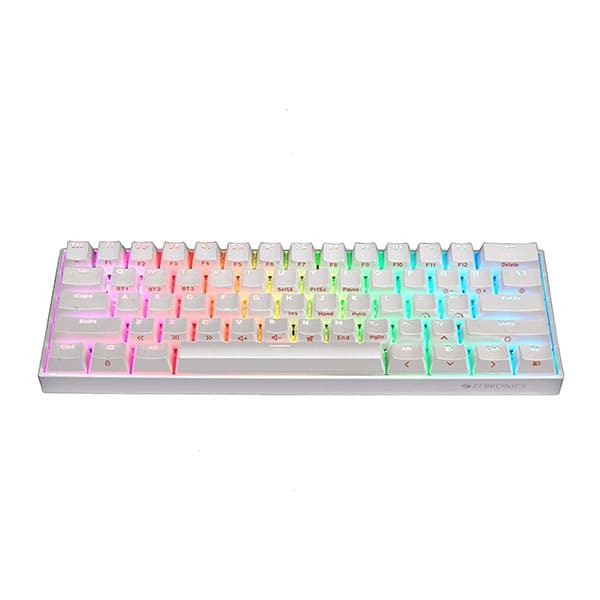 Zebronics ZEB MAX NINJA 61 keys wireless mechanical keyboard with 3 Bluetooth connections - White - 1
