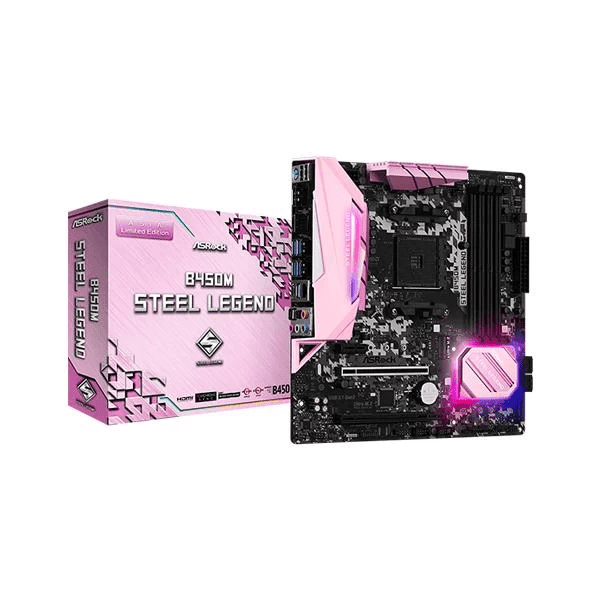 ASRock B450M Steel Legend Pink Edition Motherboard - 1