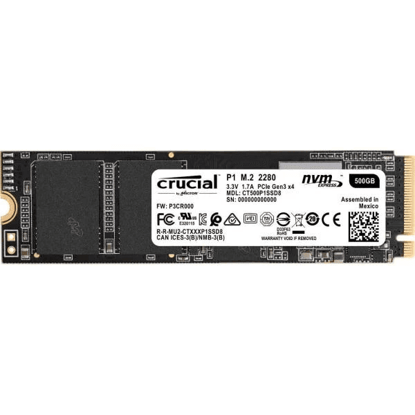 Crucial P1 500GB 3D Nand NVMe PCIe M.2 SSD - 1