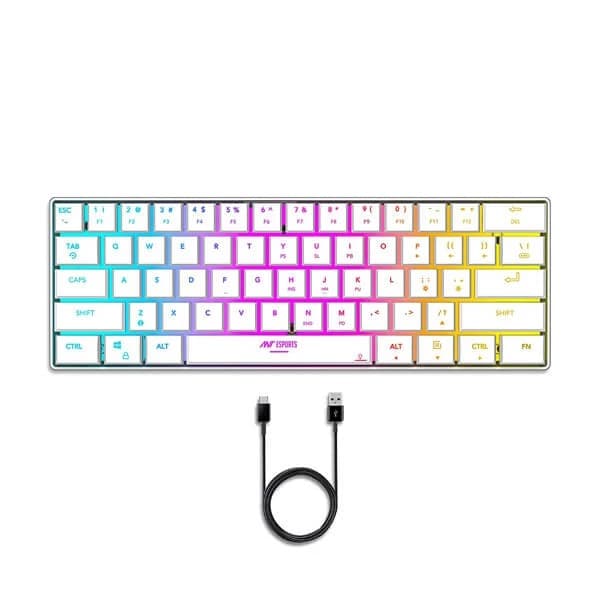 Ant Esports MK1500 Mini Wireless Gaming Keyboard (White) - 2
