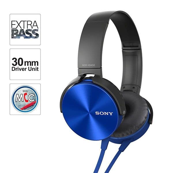 Sony MDR-XB450AP Wired Extra Bass On-Ear Headphones - Blue - 2