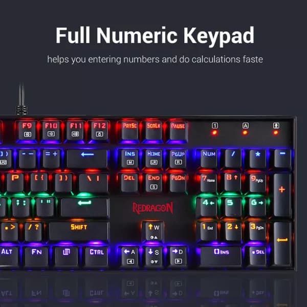 Redragon Vara K551 Rainbow LED Backlit Wired Mechanical Gaming Keyboard (Red Switch) - 3