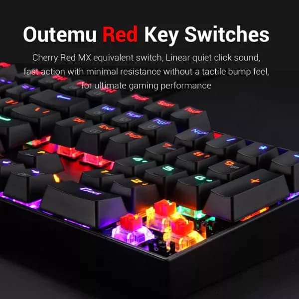Redragon Vara K551 Rainbow LED Backlit Wired Mechanical Gaming Keyboard (Red Switch) - 4