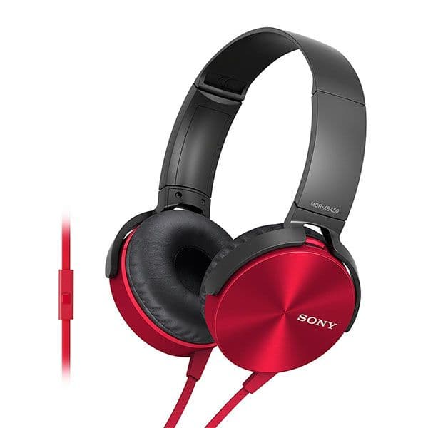 Sony MDR-XB450AP Wired Extra Bass On-Ear Headphones - Red - 1
