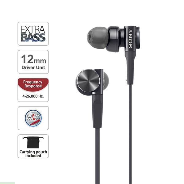 Sony MDR-XB75AP Wired Extra Bass in-Ear Headphones - Black - 5