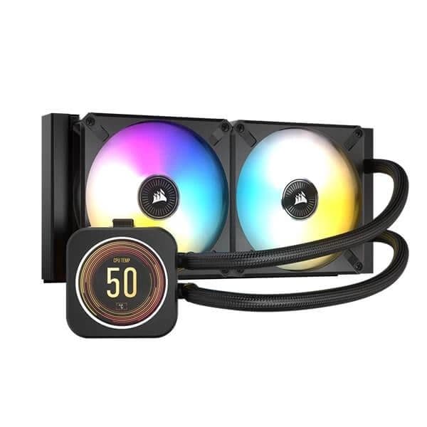 Corsair ICUE H100i Elite LCD Display CPU Liquid Cooler (Black) - 1