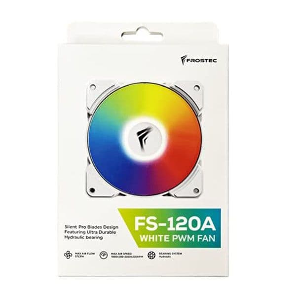 Frostec FS-120A ARGB PWM Fan (Single Fan) with Built in PWM Splitter and ARGB Splitter White - 4