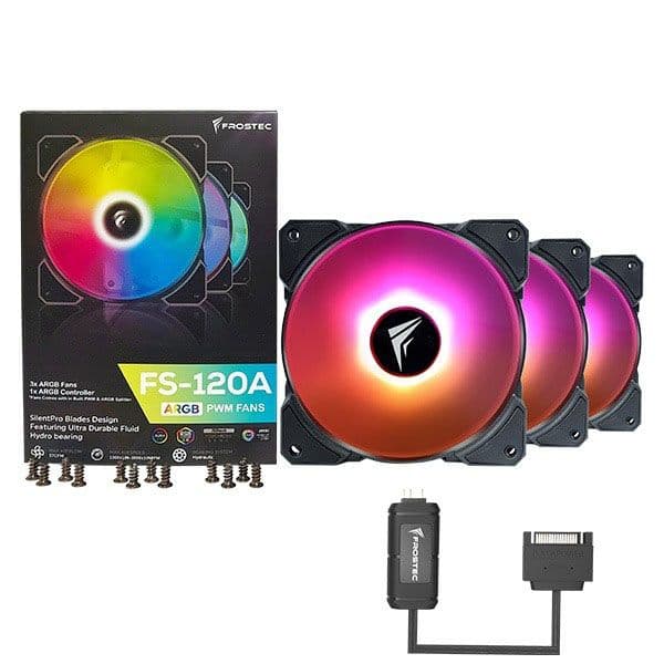 Frostec FS-120A 120mm Triple ARGB Fans Pack with ARGB Controller - 1