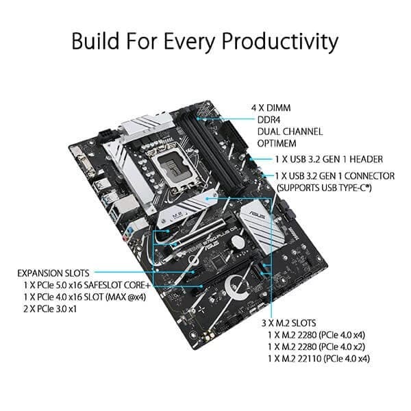 Asus Prime B760-Plus D4 Intel Motherboard Supports Intel 12th, 13th & 14th Gen Processors - 5