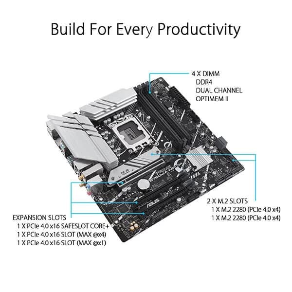 Asus Prime B760M-A WIFI Motherboard Supports Intel 12th, 13th & 14th Gen Processors - 6