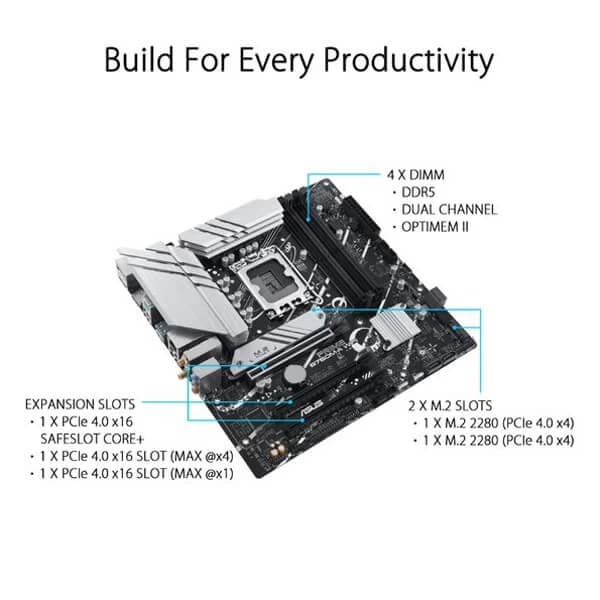 Asus Prime B760M-A WIFI Motherboard Supports Intel 12th, 13th & 14th Gen Processors - 4