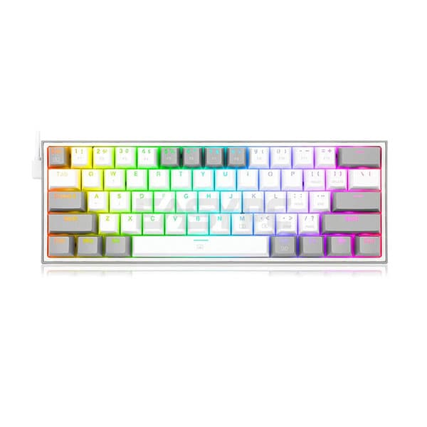 FIZZ PRO K616 - 60% WIRED+2.4GHZ+BT MECHANICAL KEYBOARD GREY AND WHITE (RED SWITCH) - 4