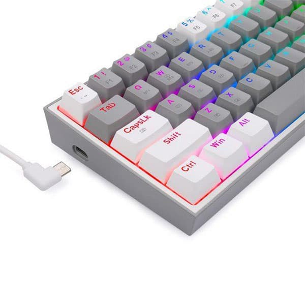 FIZZ PRO K616 - 60% WIRED+2.4GHZ+BT MECHANICAL KEYBOARD GREY AND WHITE (RED SWITCH) - 3